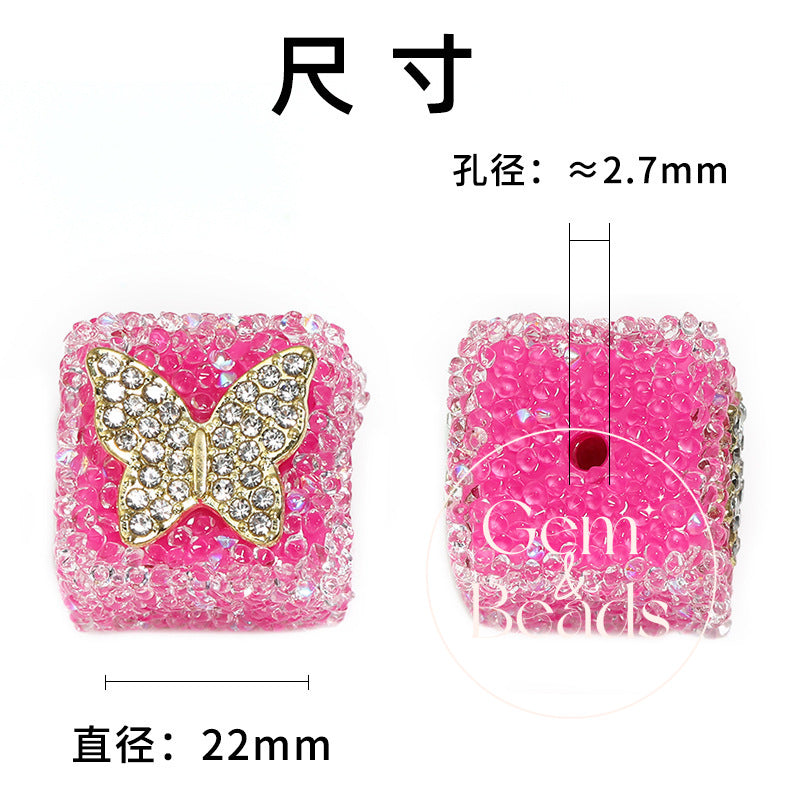 Starlit Sugar Rhinestone Cube Beads (5 counts)