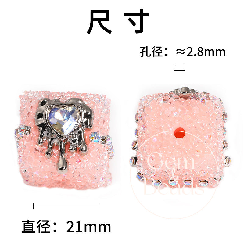 Punk Sugar Chains Rhinestone Cube Beads (5 counts)