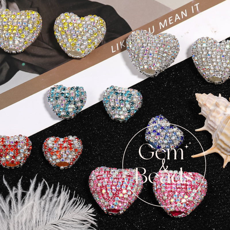 Diamond Hearts Rhinestone Beads (5 counts)