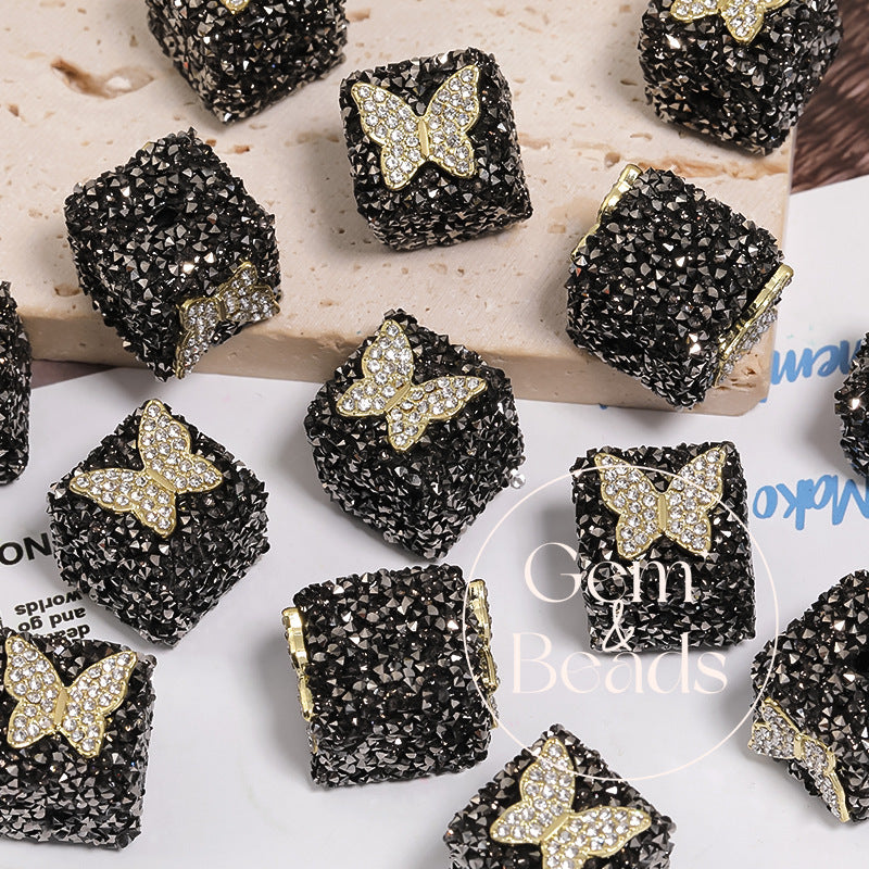 Starlit Sugar Rhinestone Cube Beads (5 counts)