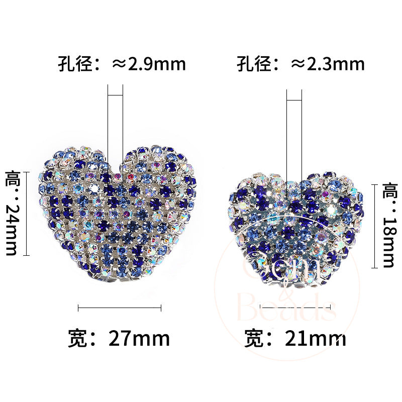 Diamond Hearts Rhinestone Beads (5 counts)