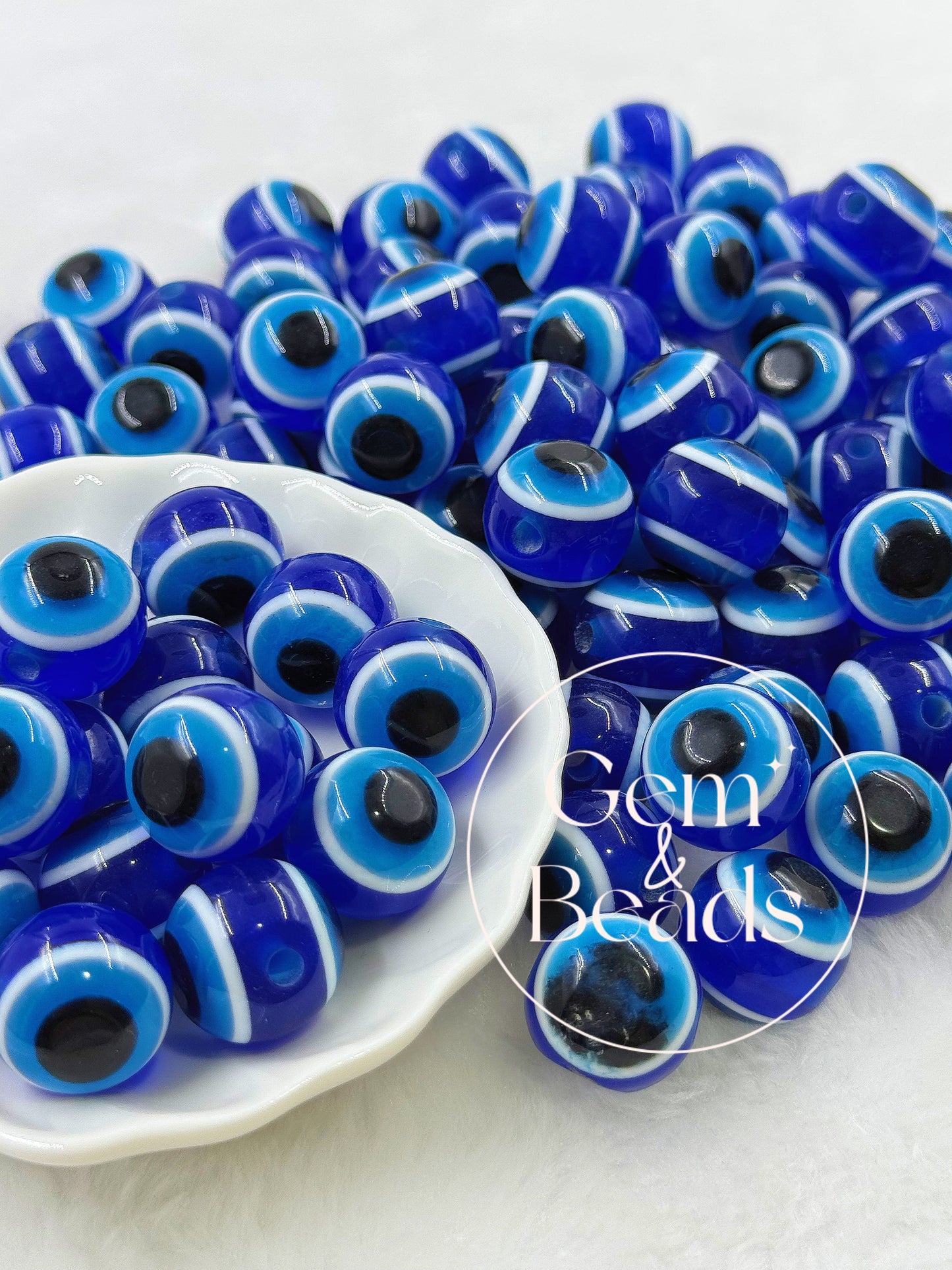 Navy Blue Evil Eye Beads (15 count/bag)