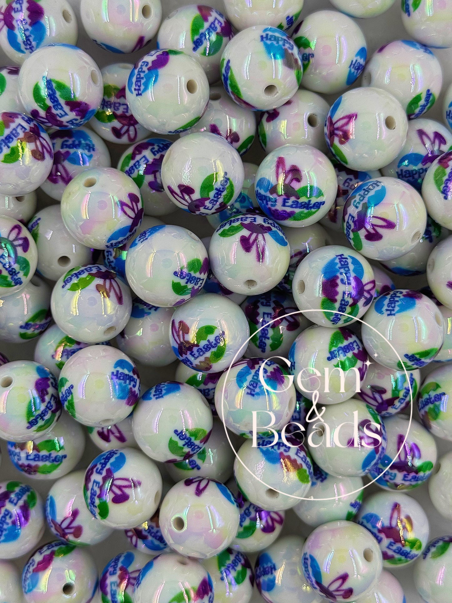 Happy Easter 20mm Beads 10 counts