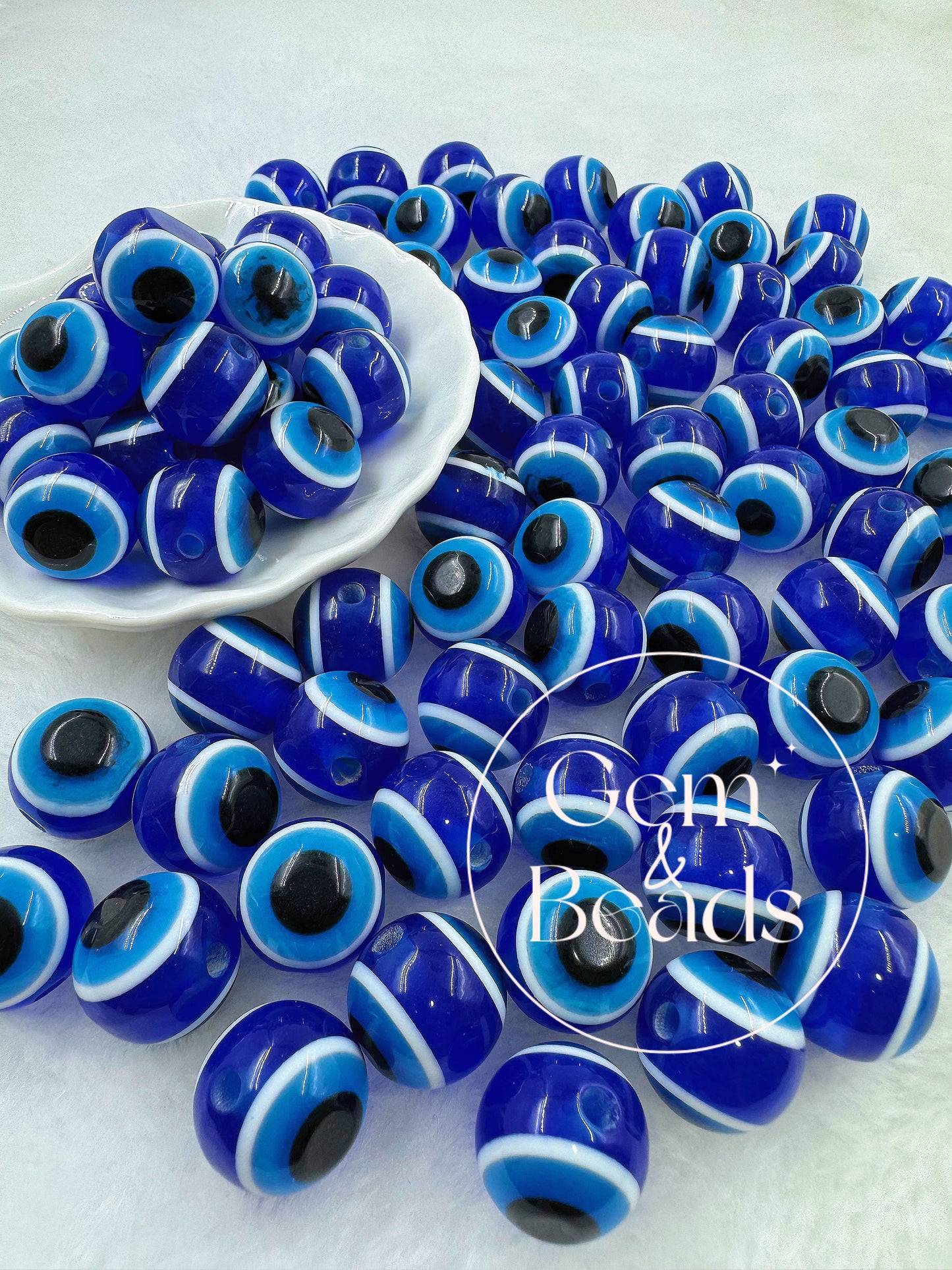 Navy Blue Evil Eye Beads (15 count/bag)
