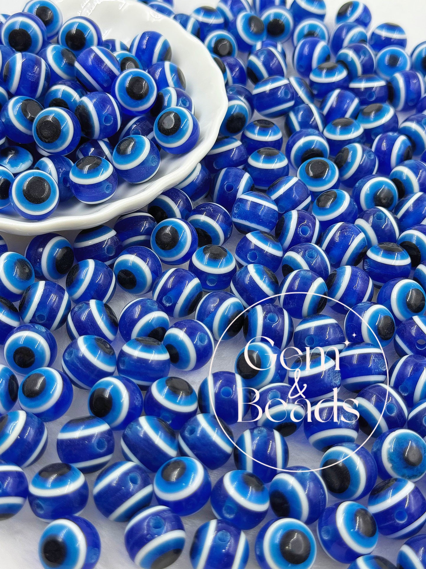 Navy Blue Evil Eye Beads (15 count/bag)