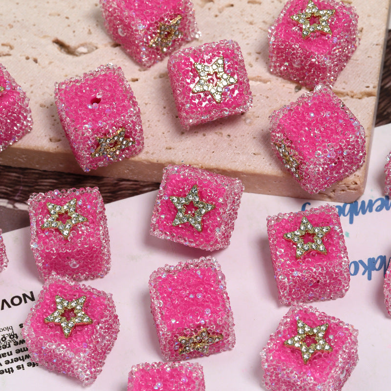 Starlit Sugar Rhinestone Cube Beads (5 counts)