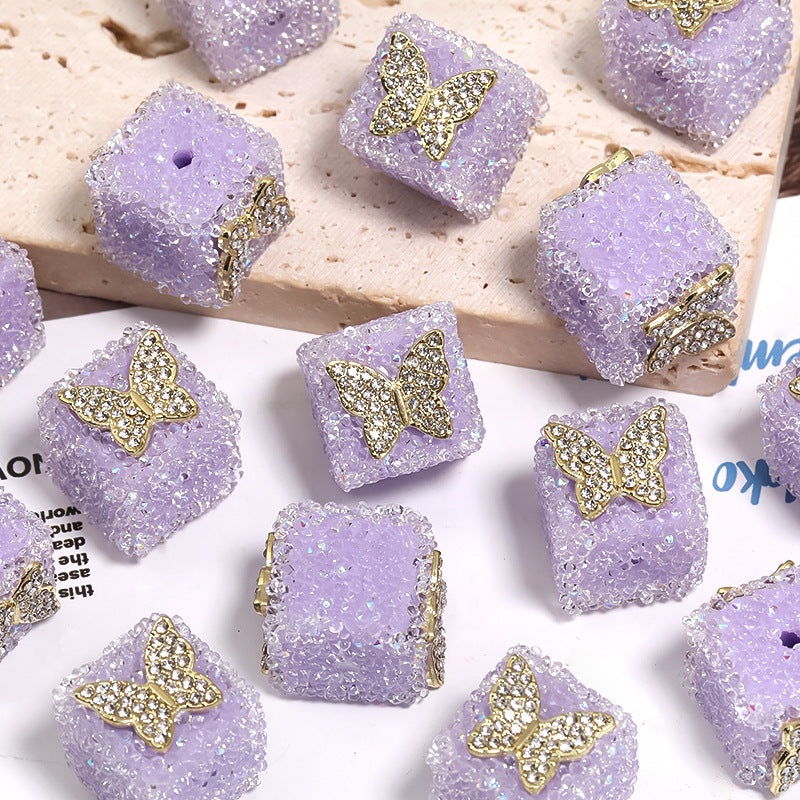 Starlit Sugar Rhinestone Cube Beads (5 counts)