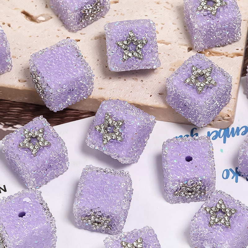 Starlit Sugar Rhinestone Cube Beads (5 counts)