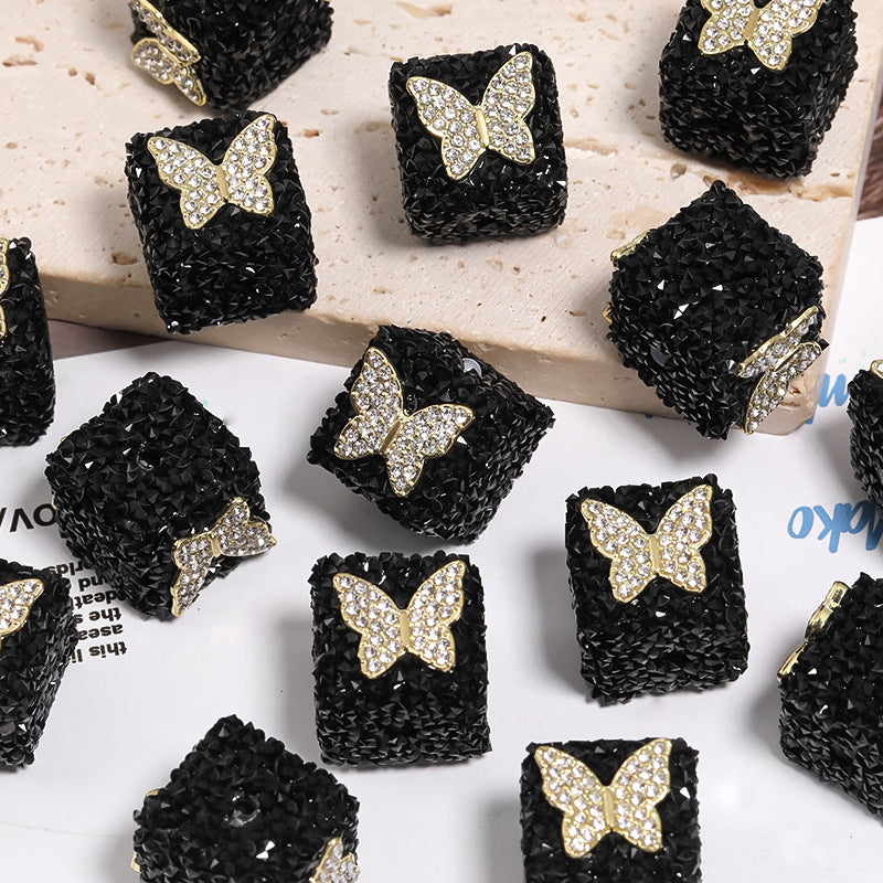 Starlit Sugar Rhinestone Cube Beads (5 counts)