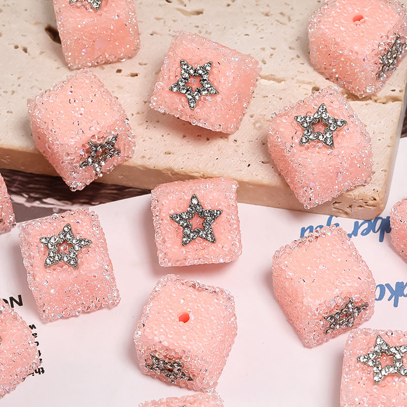 Starlit Sugar Rhinestone Cube Beads (5 counts)