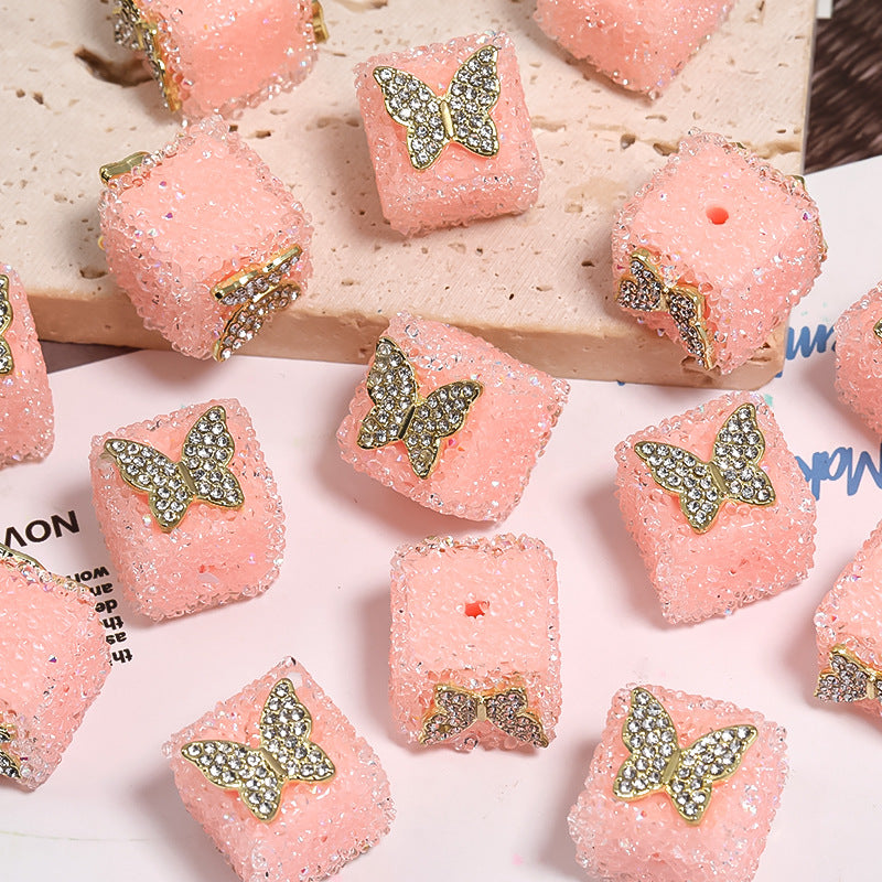 Starlit Sugar Rhinestone Cube Beads (5 counts)
