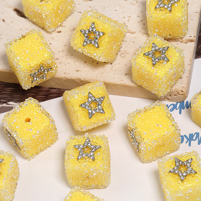 Starlit Sugar Rhinestone Cube Beads (5 counts)
