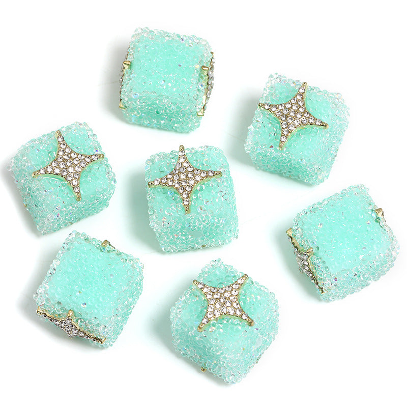Starlit Sugar Rhinestone Cube Beads (5 counts)