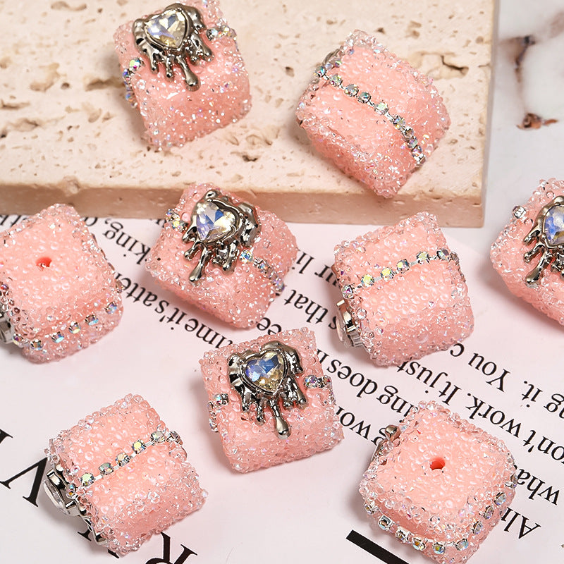 Punk Sugar Chains Rhinestone Cube Beads (5 counts)