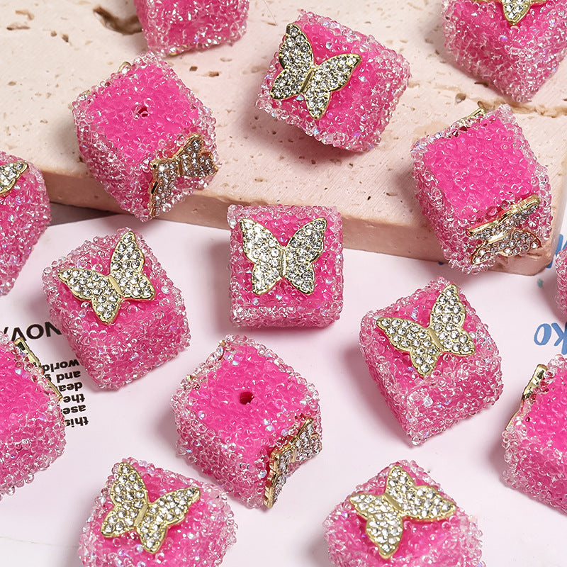 Starlit Sugar Rhinestone Cube Beads (5 counts)