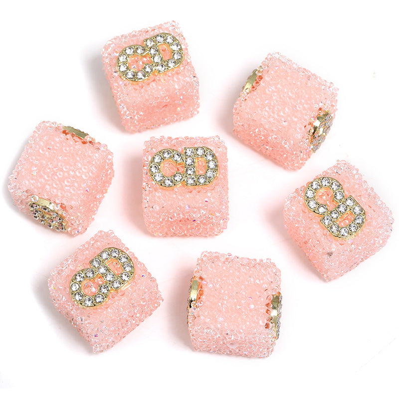 Starlit Sugar Rhinestone Cube Beads (5 counts)