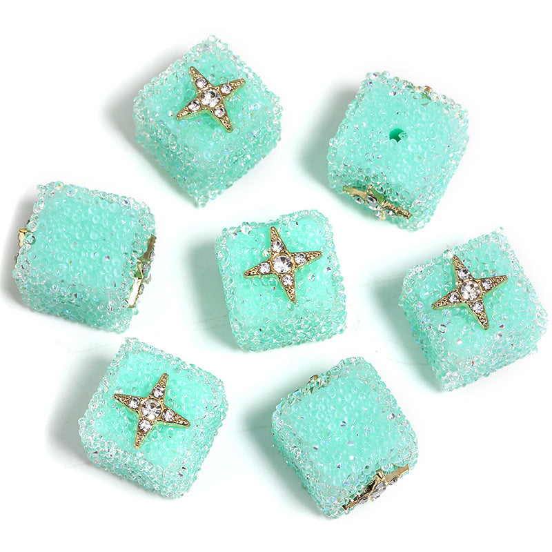 Starlit Sugar Rhinestone Cube Beads (5 counts)