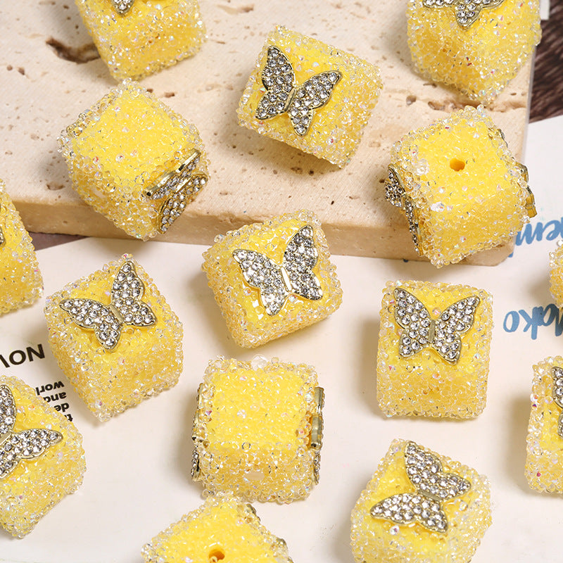 Starlit Sugar Rhinestone Cube Beads (5 counts)