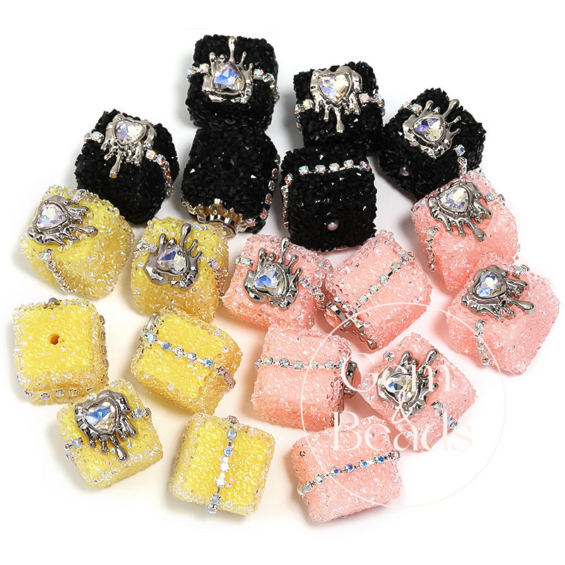 Punk Sugar Chains Rhinestone Cube Beads (5 counts)