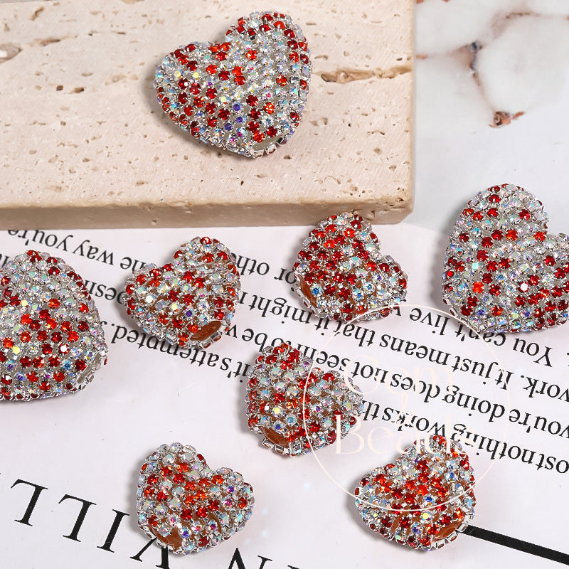Diamond Hearts Rhinestone Beads (5 counts)