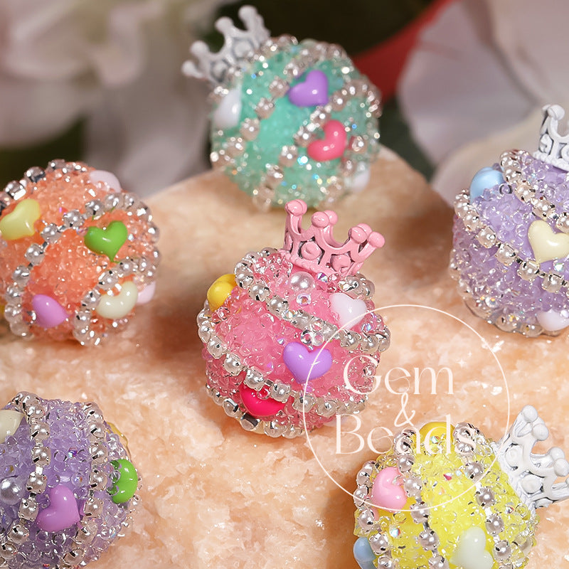 Crown Sugar Sparkles Rhinestone Beads (5pcs)