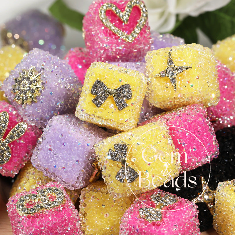Sweetheart Sugar Rhinestone Cube Beads (5 counts)