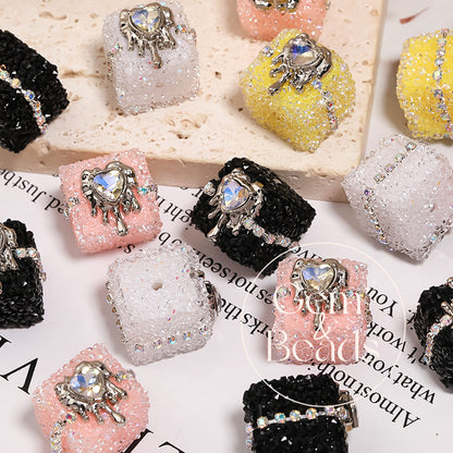 Punk Sugar Chains Rhinestone Cube Beads (5 counts)
