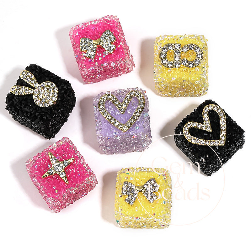 Sweetheart Sugar Rhinestone Cube Beads (5 counts)