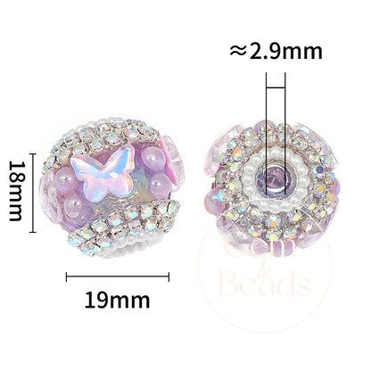 Pearly Butterfly Rhinestone Beads (5 counts)