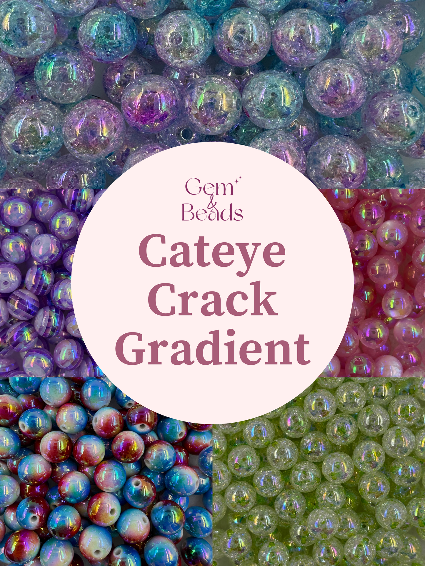 Cateye Cracked Gradient Beads (15pcs) mm