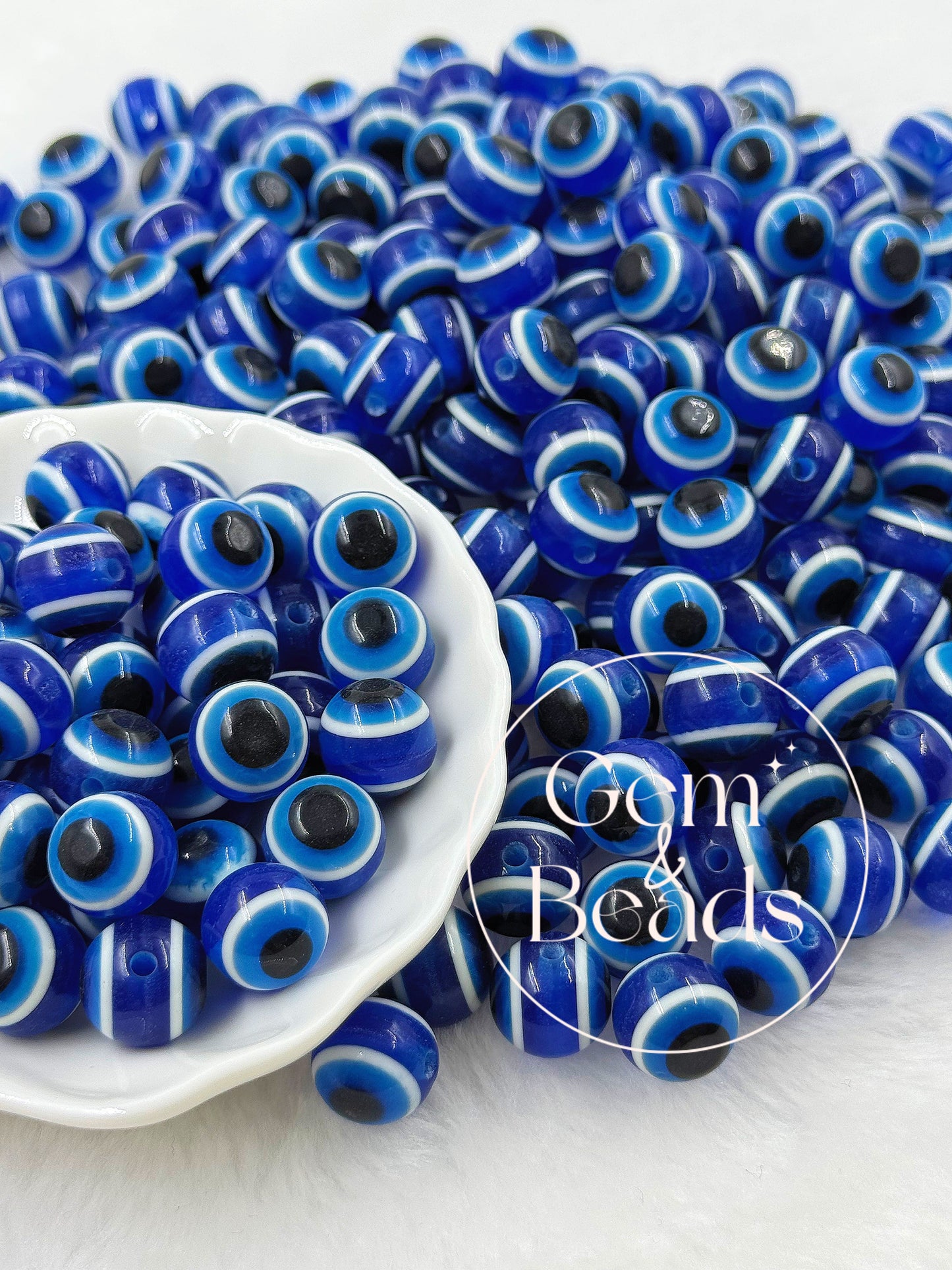 Navy Blue Evil Eye Beads (15 count/bag)