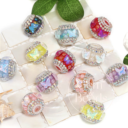 Pearly Butterfly Rhinestone Beads (5 counts)