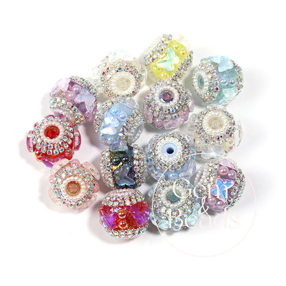 Pearly Butterfly Rhinestone Beads (5 counts)