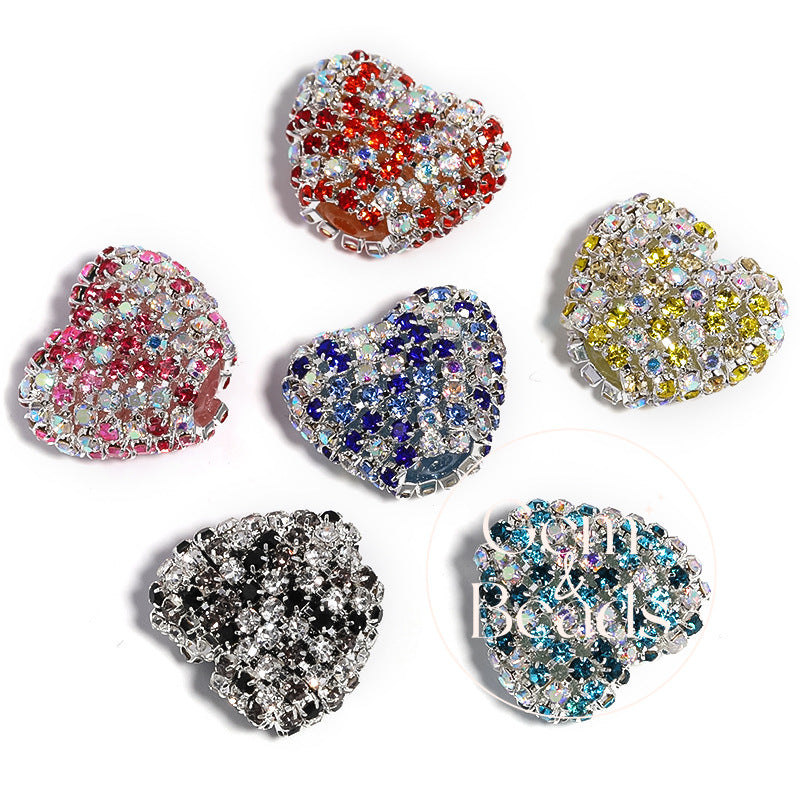 Diamond Hearts Rhinestone Beads (5 counts)