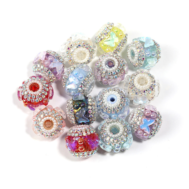 Pearly Butterfly Rhinestone Beads (5 counts)