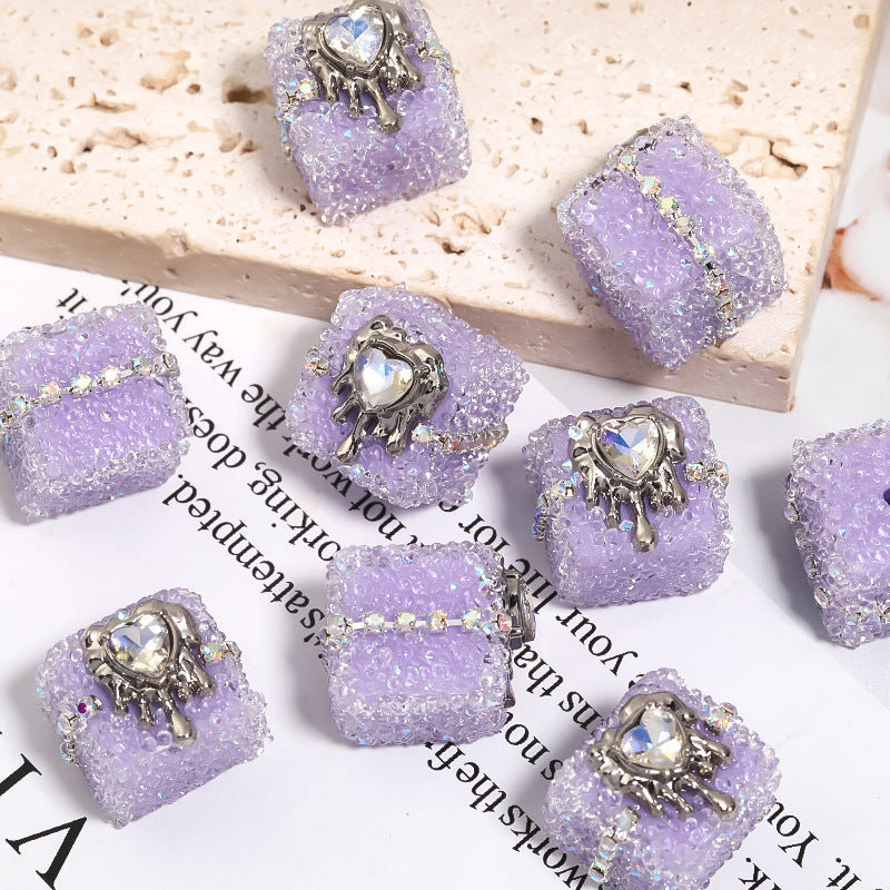 Punk Sugar Chains Rhinestone Cube Beads (5 counts)