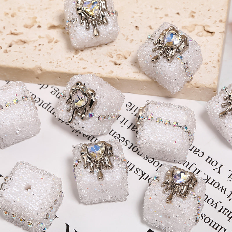 Punk Sugar Chains Rhinestone Cube Beads (5 counts)