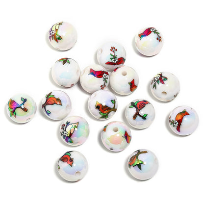Woodpecker Animal Print Arcylic Beads (100pcs)