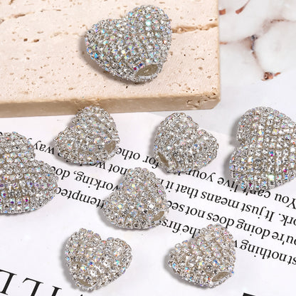 Diamond Hearts Rhinestone Beads (5 counts)