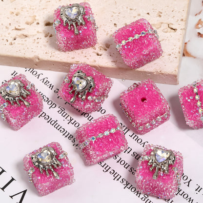 Punk Sugar Chains Rhinestone Cube Beads (5 counts)