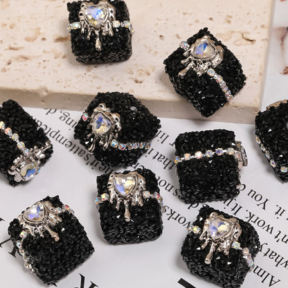 Punk Sugar Chains Rhinestone Cube Beads (5 counts)
