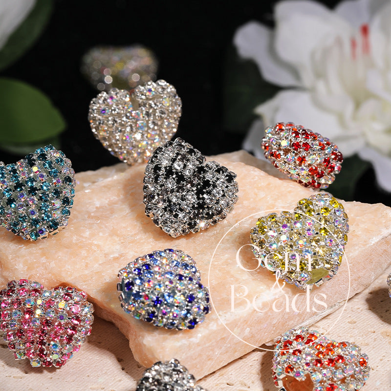 Diamond Hearts Rhinestone Beads (5 counts)