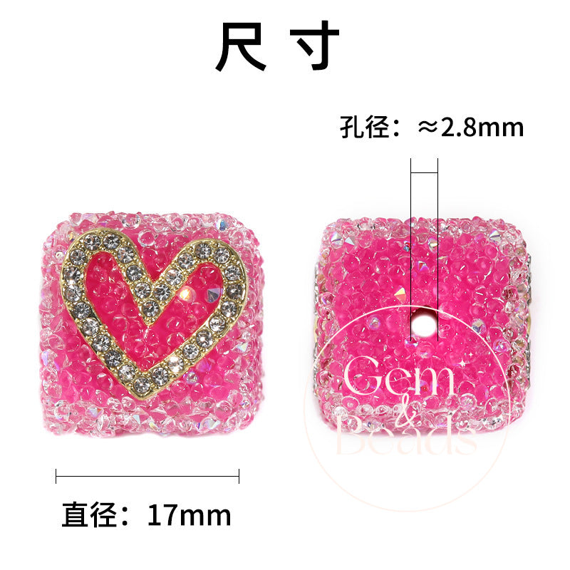 Sweetheart Sugar Rhinestone Cube Beads (5 counts)