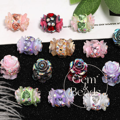 Glam Camellia Rhinestone Beads (10 counts)