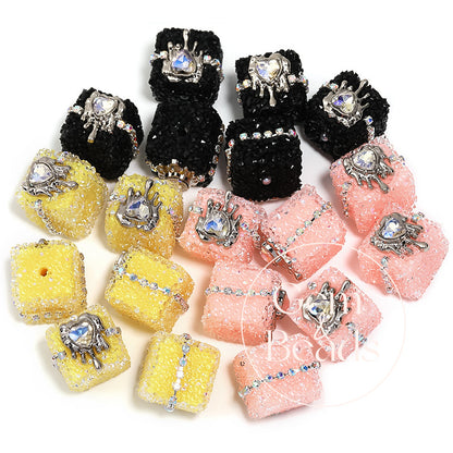 Punk Sugar Chains Rhinestone Cube Beads (5 counts)