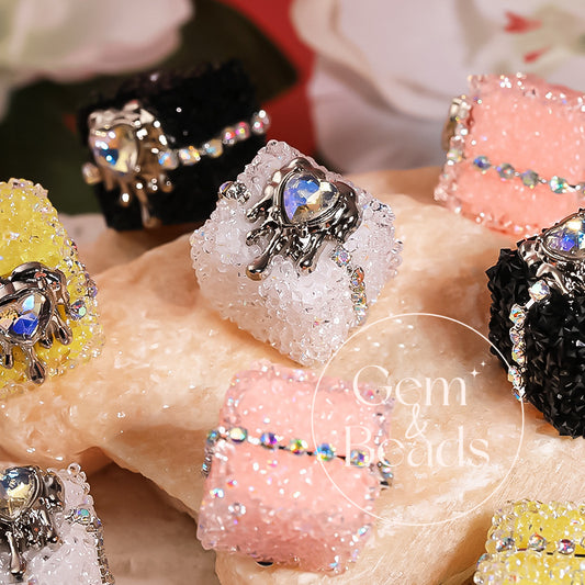 Punk Sugar Chains Rhinestone Cube Beads (5 counts)
