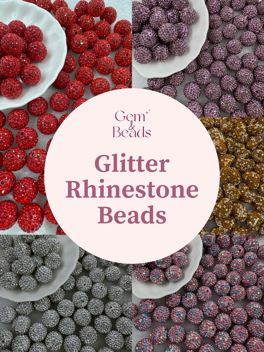 Confetti Rhinestone Sugar Ball  (10pcs) 16mm
